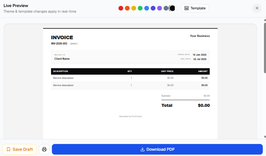 FluxInvoice screenshot
